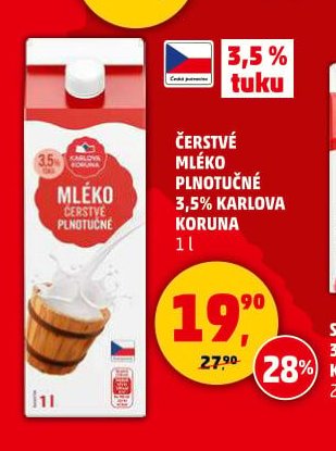 ČERSTVÉ MLÉKO PLOTUČNÉ 3,5% KARLOVA KORUNA 1 l - Penny Market aktualniletaky.eu
