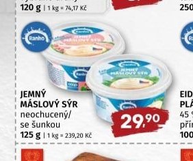 JEMNÝ MÁSLOVÝ SÝR neochucený/se šunkou 125 g - COOP aktualniletaky.eu