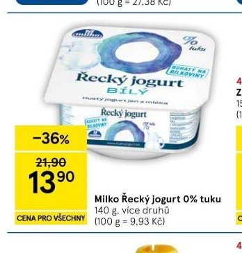 Milko Řecký jogurt 0% tuku - Tesco aktualniletaky.eu