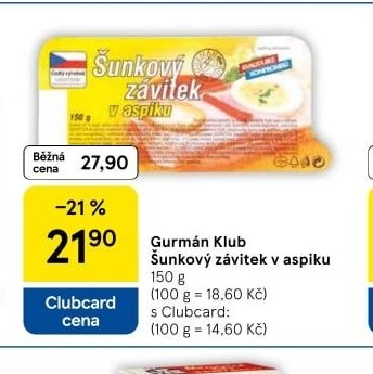 Gurmán Klub Šunkový závitek v aspiku 150 g - Tesco aktualniletaky.eu