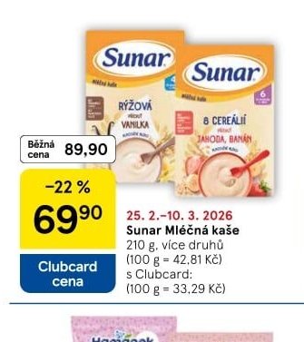 Sunar Mléčná kaše - Tesco aktualniletaky.eu