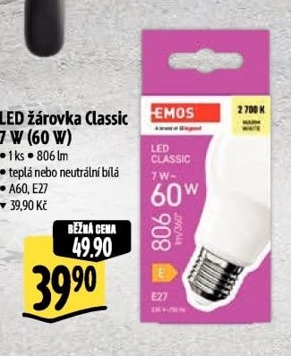 LED žárovka Classic 7 W (60 W) - Albert aktualniletaky.eu