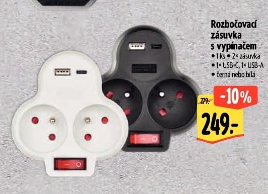 Rozbočovací zásuvka s vypínačem - Albert aktualniletaky.eu