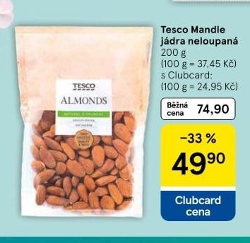 Tesco Mandle jádra neloupaná 200 g - Tesco aktualniletaky.eu