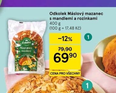 Odkolek Máslový mazanec s mandlemi a rozinkami - Tesco aktualniletaky.eu
