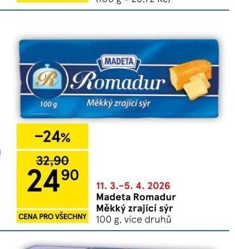 Madeta Romadur Měkký zrající sýr 100 g - Tesco aktualniletaky.eu