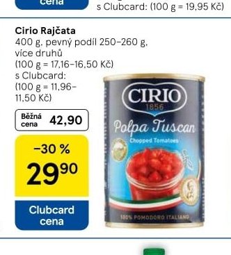 Cirio Rajčata 400 g - Tesco aktualniletaky.eu