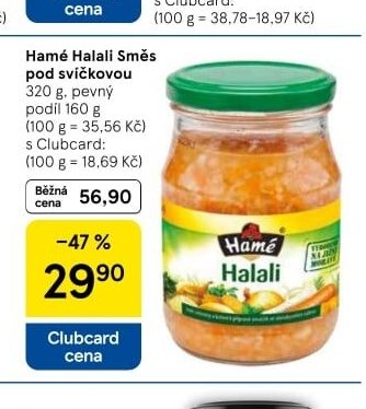 Hamé Halali Směs pod svíčkovou 320 g - Tesco aktualniletaky.eu