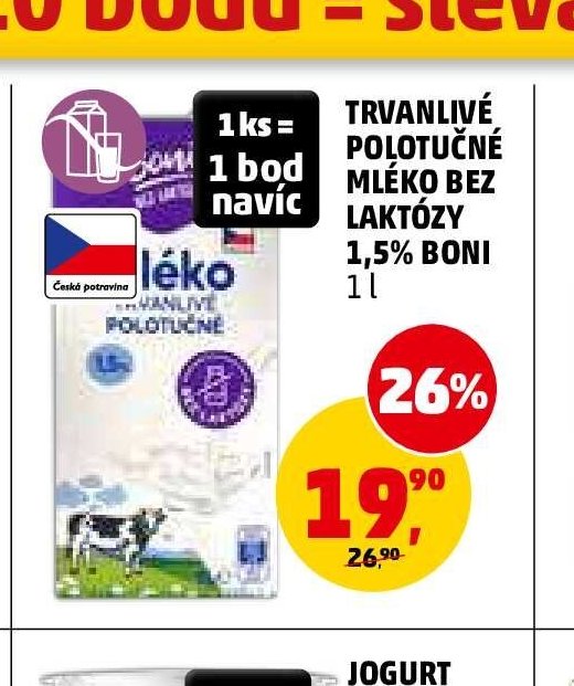 Trvanlivé polotučné mléko bez laktózy 1,5% Boni - Penny Market aktualniletaky.eu