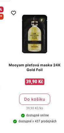 Mooyam pleťová maska 24K Gold Foil - Teta drogerie aktualniletaky.eu