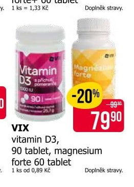 VIX vitamin D3, 90 tablet, magnesium forte 60 tablet - Teta drogerie aktualniletaky.eu