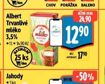 Albert Trvanlivé mléko 3,5% - Albert aktualniletaky.eu