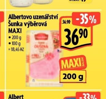 Albertovo uzenářství Šunka výběrová MAXI - Albert aktualniletaky.eu