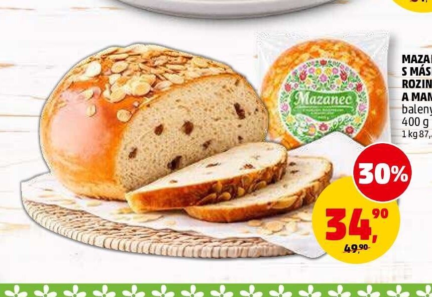 Mazanec s máslem, rozinkami a mandlemi - Penny Market aktualniletaky.eu