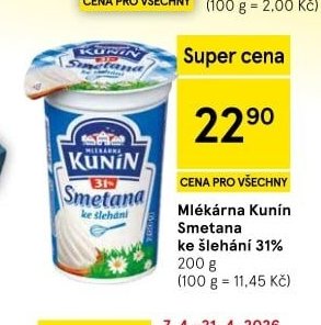 Mlékárna Kunín Smetana ke šlehání - Tesco aktualniletaky.eu