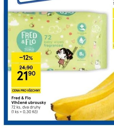 Fred & Flo Vlhčené ubrousky - Tesco aktualniletaky.eu