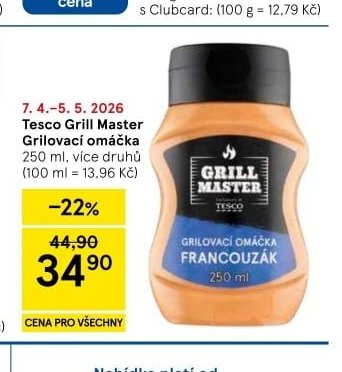 Tesco Grill Master Grilovací omáčka - Tesco aktualniletaky.eu