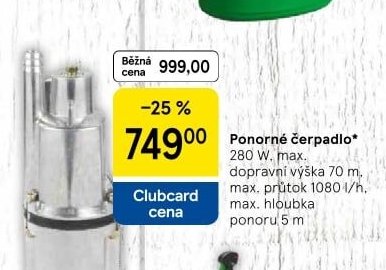 Ponorné čerpadlo 280 W - Tesco aktualniletaky.eu
