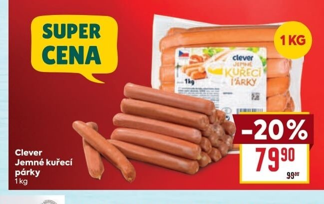 Clever Jemné kuřecí párky - BILLA aktualniletaky.eu