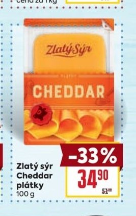 Zlatý sýr Cheddar plátky - BILLA aktualniletaky.eu