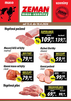 Leták ZEMAN maso - uzeniny ZEMAN maso - uzeniny leták platný od 2026-04-13 do 2026-04-18