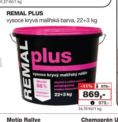 REMAL PLUS vysoce kryvá malířská barva - Barvy a laky drogerie aktualniletaky.eu