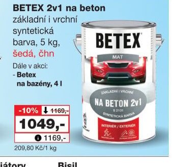 BETEX 2v1 na beton - Barvy a laky drogerie aktualniletaky.eu