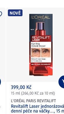 L'ORÉAL PARIS REVITALIFT Laser jednorázová denní péče na váčky, 15 ml - dm drogerie aktualniletaky.eu