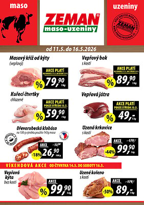 Leták ZEMAN maso - uzeniny ZEMAN maso - uzeniny leták platný od 2026-05-11 do 2026-05-16