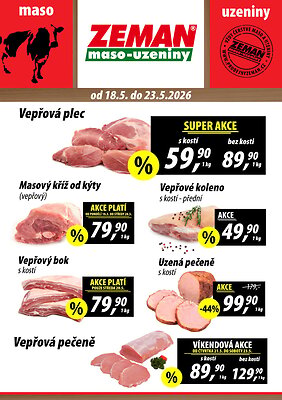 Leták ZEMAN maso - uzeniny ZEMAN maso - uzeniny leták platný od 2026-05-18 do 2026-05-23