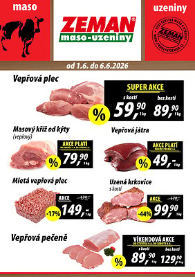 Leták ZEMAN maso - uzeniny ZEMAN maso - uzeniny leták platný od 2026-06-01 do 2026-06-06