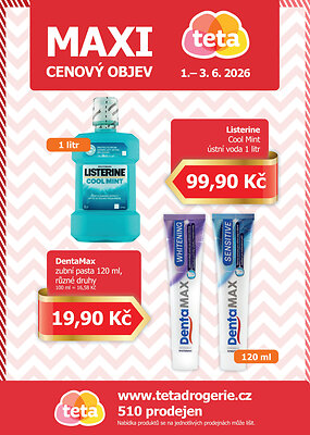 Leták Teta drogerie Teta drogerie - Maxi cenový objev platný od 2026-06-01 do 2026-06-03