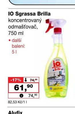 IO Sgrassa Brilla koncentrovaný odmašťovač, 750 ml