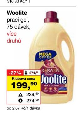 Woolite prací gel, 75 dávek