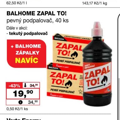 BALHOME ZAPAL TO! pevný podpalovač, 40 ks