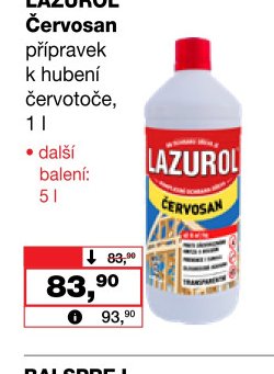 LAZUROL Červosan přípravek k hubení červotoče, 1 l