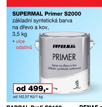 SUPERMAL Primer S2000 základní syntetická barva na dřevo a kov, 3,5 kg