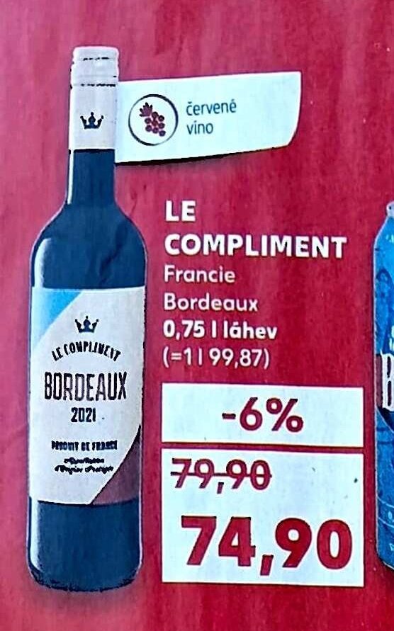 LE COMPLIMENT Francie Bordeaux 0,75 l
