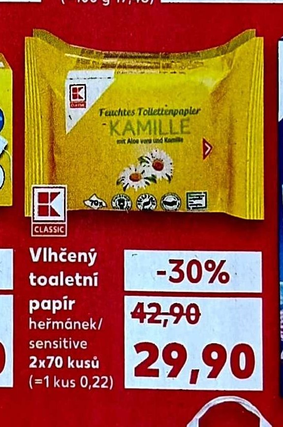 Vlhčený toaletní papír 2x70 kusů