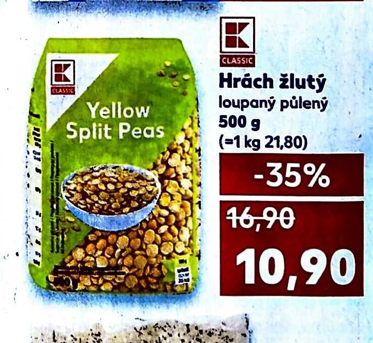 CLASSIC Hrach žlutý loupaný půlený