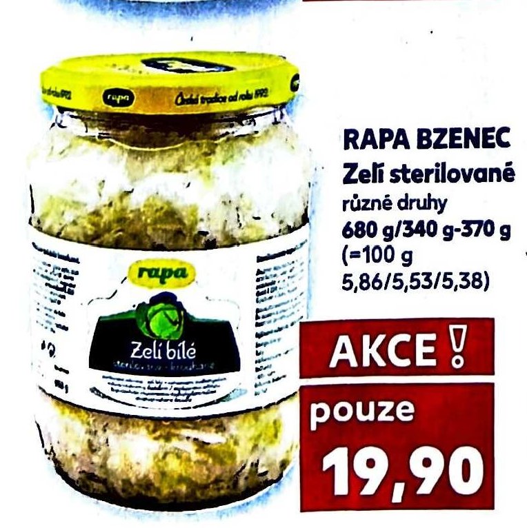 RAPA BZENEC Zelí sterilované