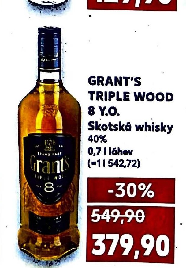 GRANT'S TRIPLE WOOD 8 Y.O. Skotská whisky