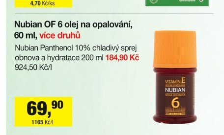 Nubian OF 6 olej na opalování, 60 ml