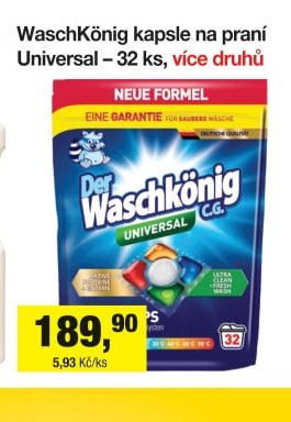 WaschKönig kapsle na praní Universal - 32 ks, více druhů