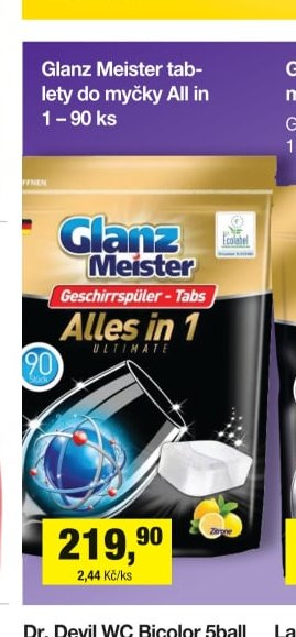 Glanz Meister tablety do myčky All in 1 - 90 ks
