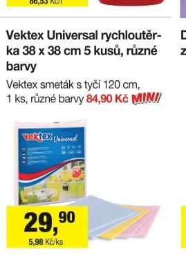 Vektex Universal rychloutěrka 38 x 38 cm 5 kusů, různé barvy