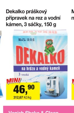 Dekalko práškový přípravek na rez a vodní kámen