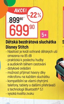 Dětská bezdrátová sluchátka Disney Stitch - Globus aktualniletaky.eu