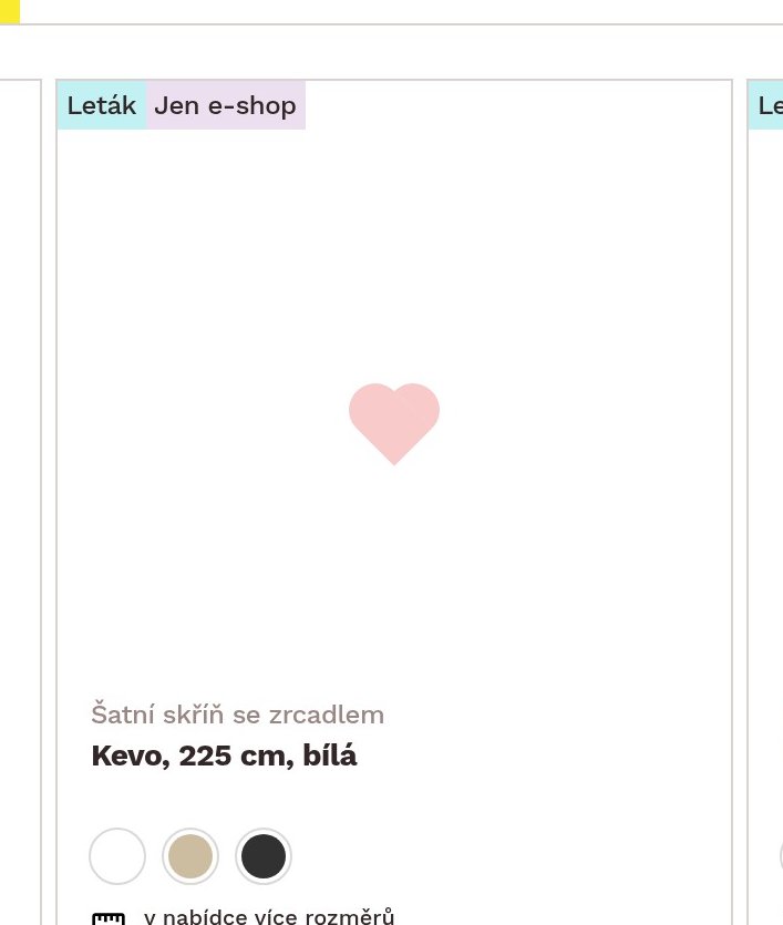 Šatní skříň se zrcadlem Kevo, 225 cm, bílá