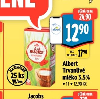 Albert Trvanlivé mléko 3,5% - Albert aktualniletaky.eu